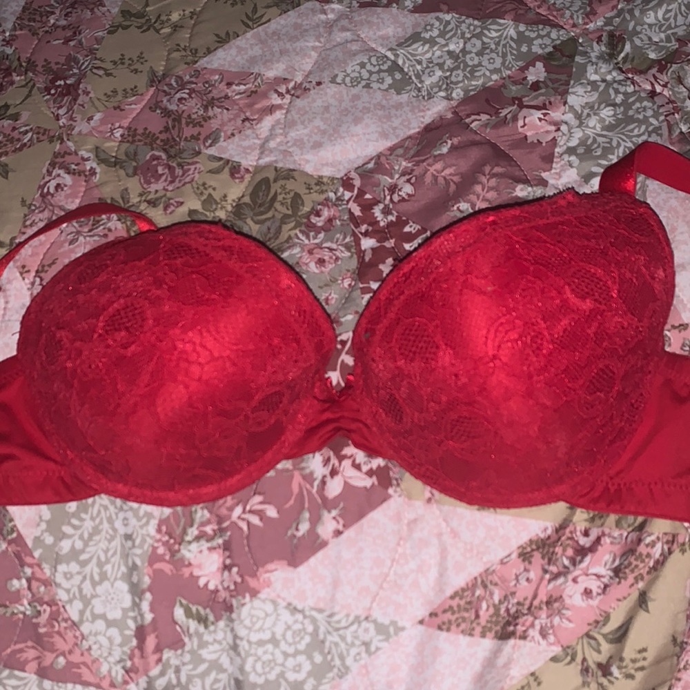 Red lace bra